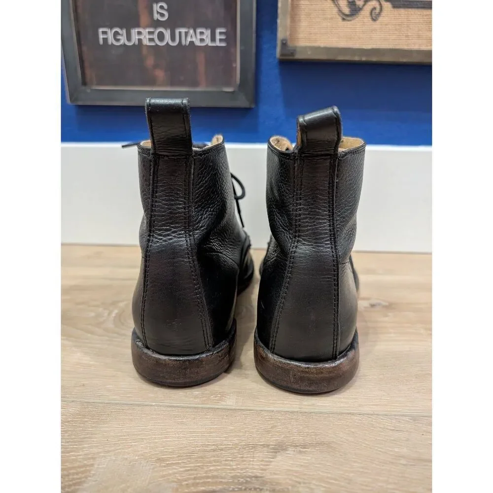 Frye Black Pebbled Leather Phillip Lace-Up Boots Mens 8.5 D Mexico